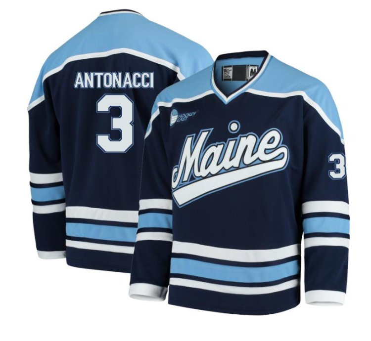 Maine Black Bears 3 Luke Antonacci Navy Hockey Jersey