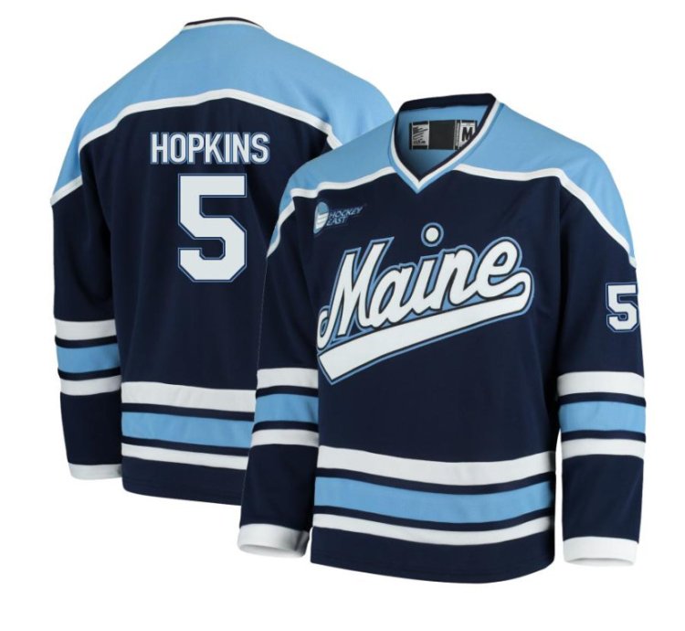Maine Black Bears 5 Ryan Hopkins Navy Hockey Jersey