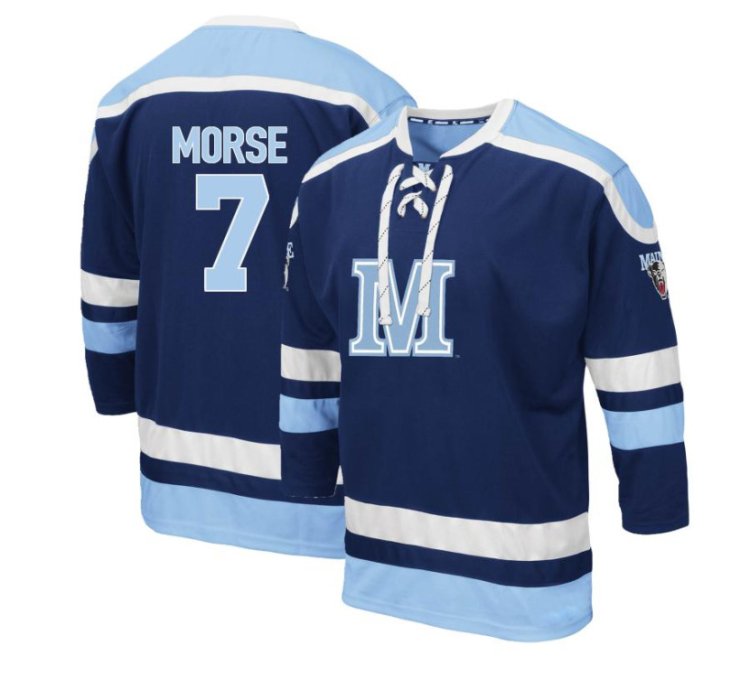 Maine Black Bears 7 Brian Morse Navy Blue Hockey Jersey