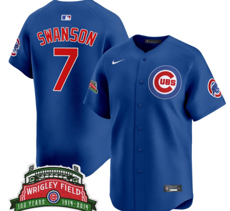 Dansby Swanson Jersey 7 Chicago Cubs Wrigley Field Style Vapor Premier Limited All Stitched Royal