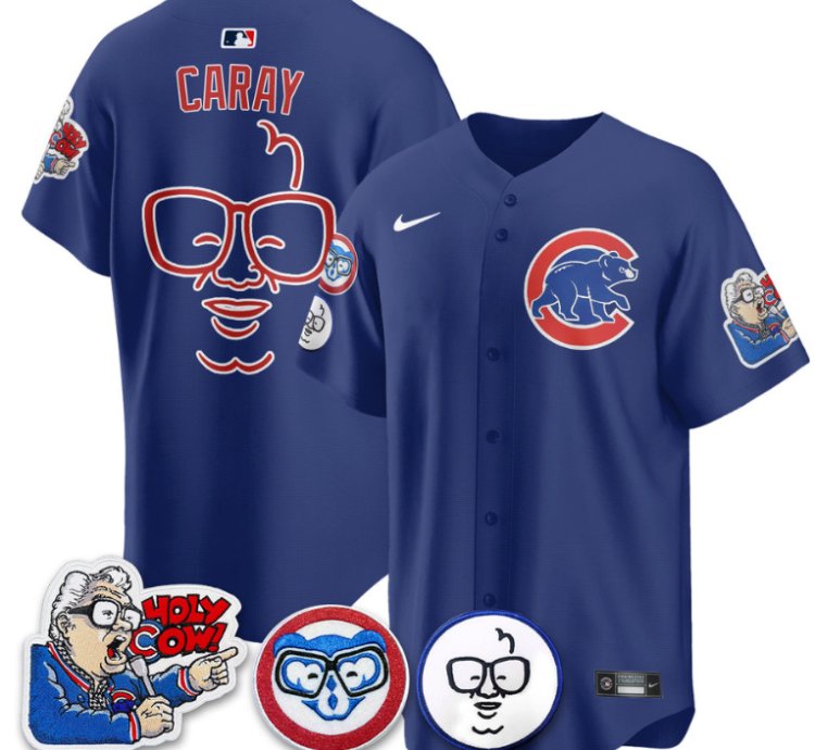 Harry Caray Jersey Chicago Cubs Harry Caray Holy Cow Patch Premier Limited Stitched Royal
