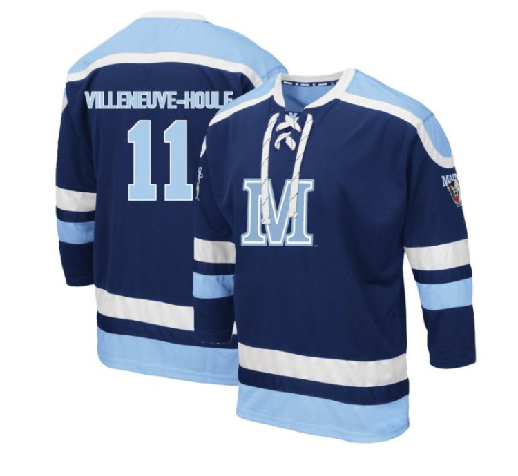 Maine Black Bears 11 Donavan Villeneuve-houle Navy Blue Hockey Jersey