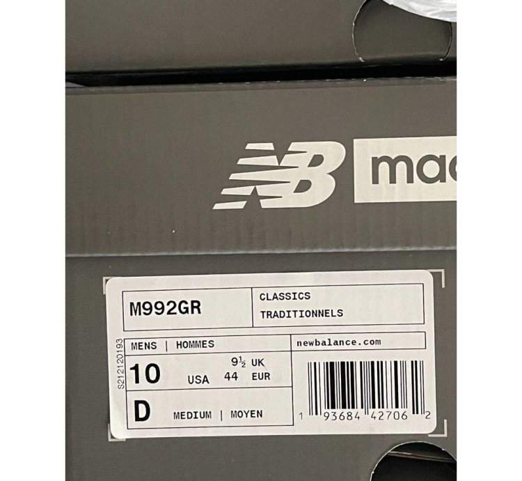 New Balance 992 Grey M992gr Mens 10us
