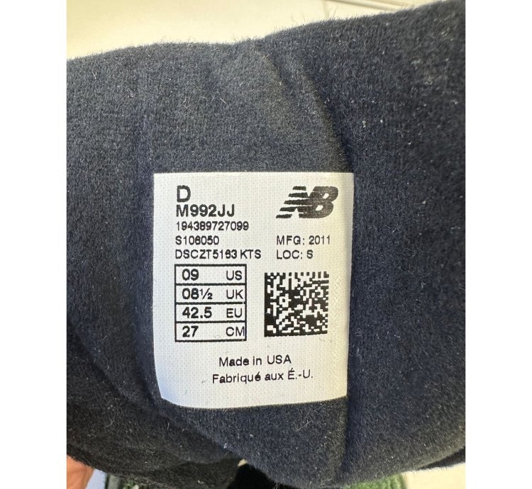 New Balance 992 Jjjjound Green Size 9