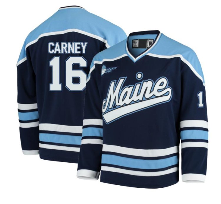 Maine Black Bears 16 Aiden Carney Navy Hockey Jersey
