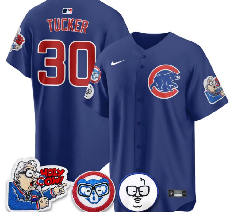 Kyle Tucker Jersey 30 Chicago Cubs Harry Caray Holy Cow Patch Premier Limited Stitched Royal