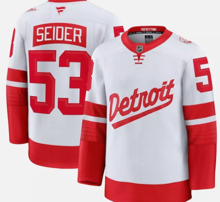 Mens Moritz Seider Jersey 53 Detroit Red Wings White 2025 Stadium Stitched