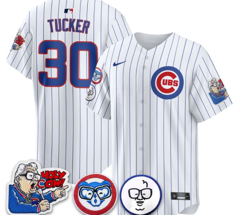 Kyle Tucker Jersey 30 Chicago Cubs Harry Caray Holy Cow Patch Premier Limited Stitched White