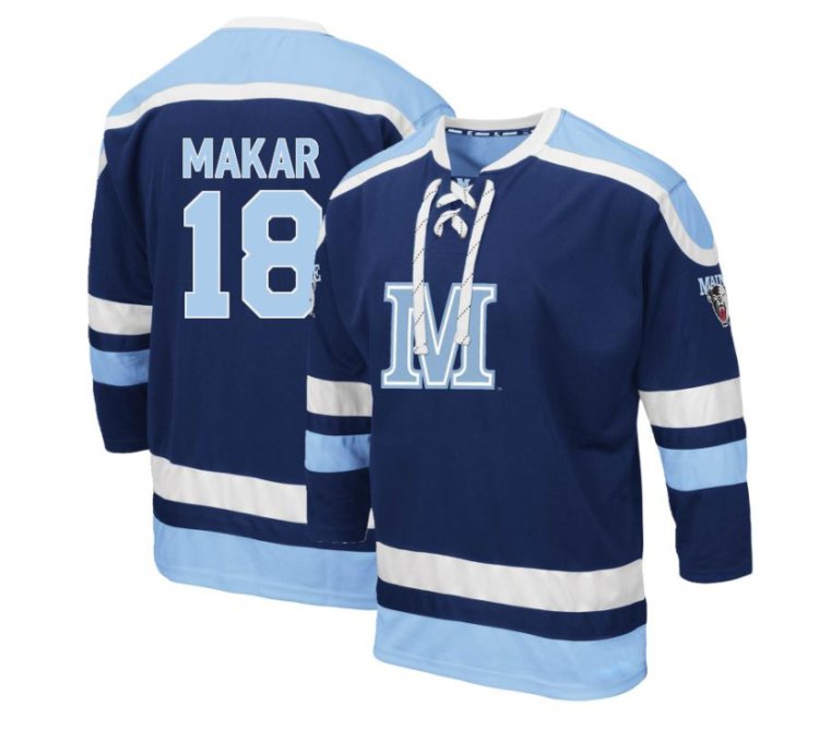 Maine Black Bears 18 Taylor Makar Navy Blue Hockey Jersey