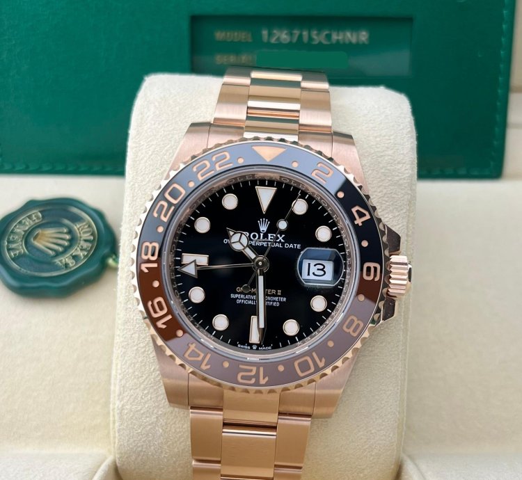 Rolex Gmt-master Ii In Stock 2024 Gmt-master Ii Rootbeer 126715chnr 18k Everose Gold Oyster Bracelet