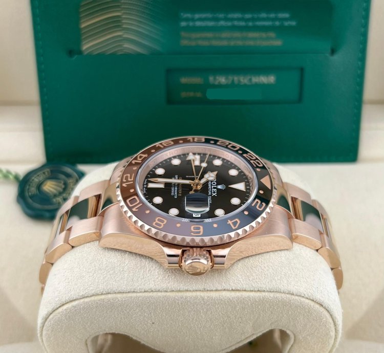 Rolex Gmt-master Ii In Stock 2024 Gmt-master Ii Rootbeer 126715chnr 18k Everose Gold Oyster Bracelet