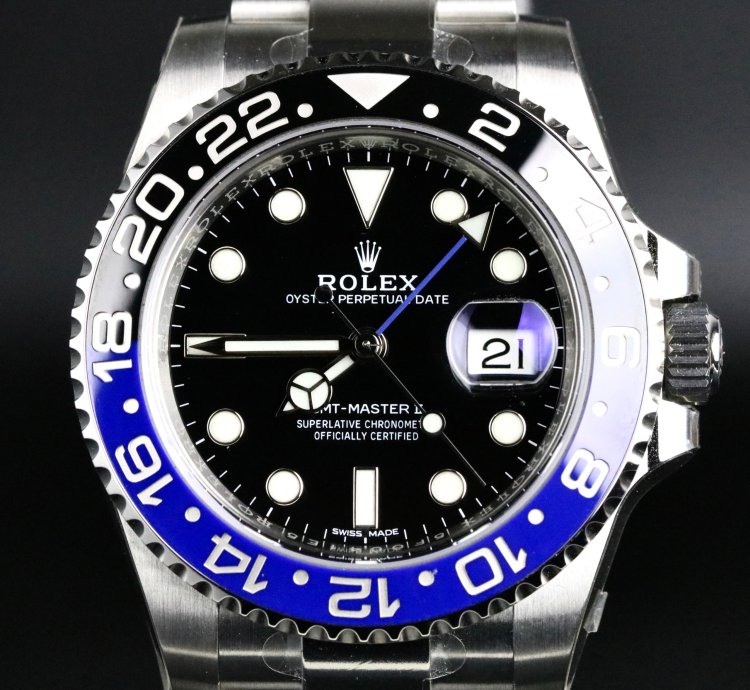 Rolex Gmt-master Ii Khanjar Unworn Full Sticker Gmt-master Ii Batman With Papers