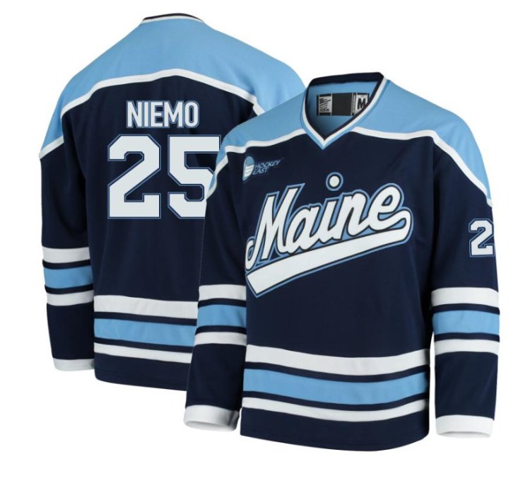 Maine Black Bears 25 Nicholas Niemo Navy Hockey Jersey