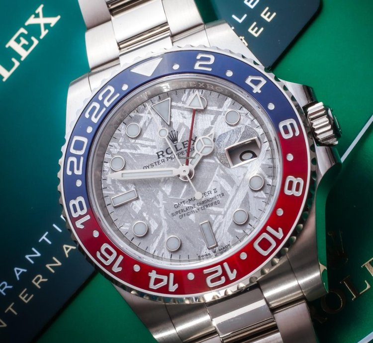 Rolex Gmt-master Ii Meteorite Dial 126719blro 18k Gold 40mm Box Papers
