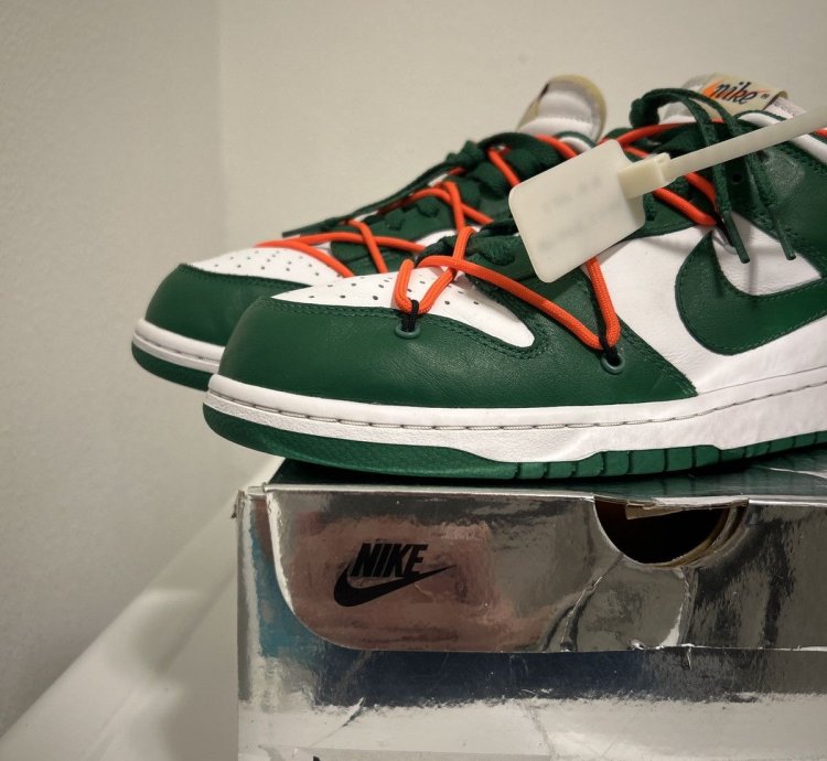 Off White Nike Dunk Low Pine Green - Og All Sz 11 Worn 1x