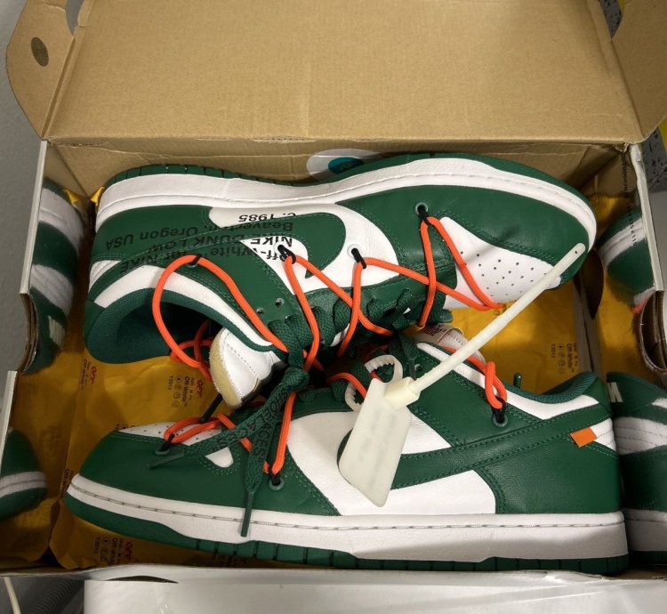 Off White Nike Dunk Low Pine Green - Og All Sz 11 Worn 1x