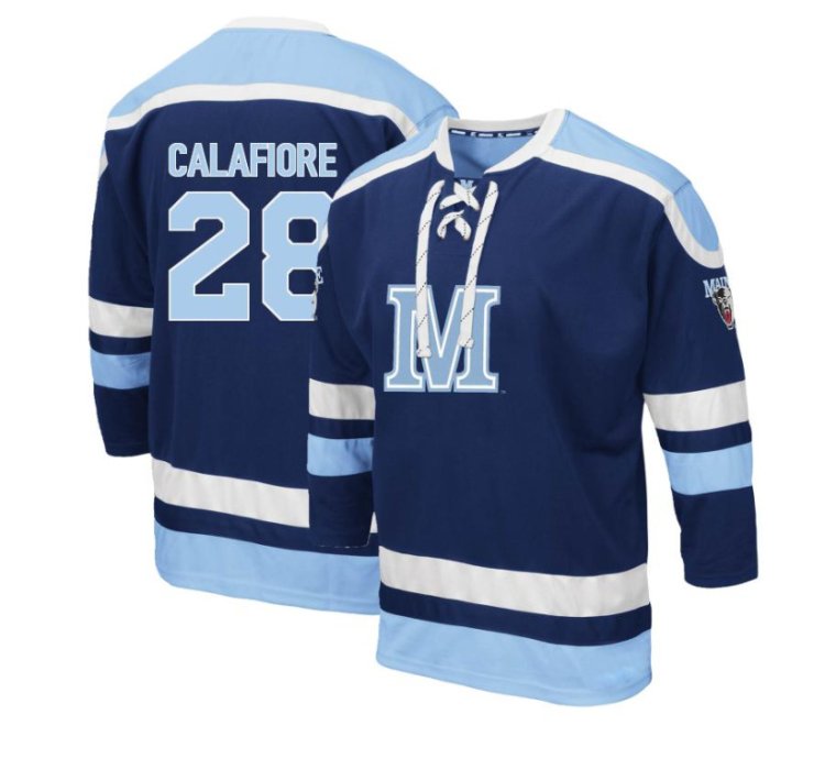 Maine Black Bears 28 Anthony Calafiore Navy Blue Hockey Jersey