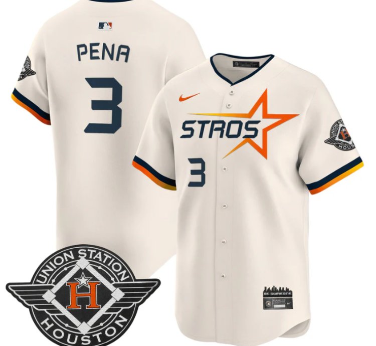 Jeremy Pena Jersey 3 Houston Astros 2025 City Connect Vapor Premier Limited Stitched Cream