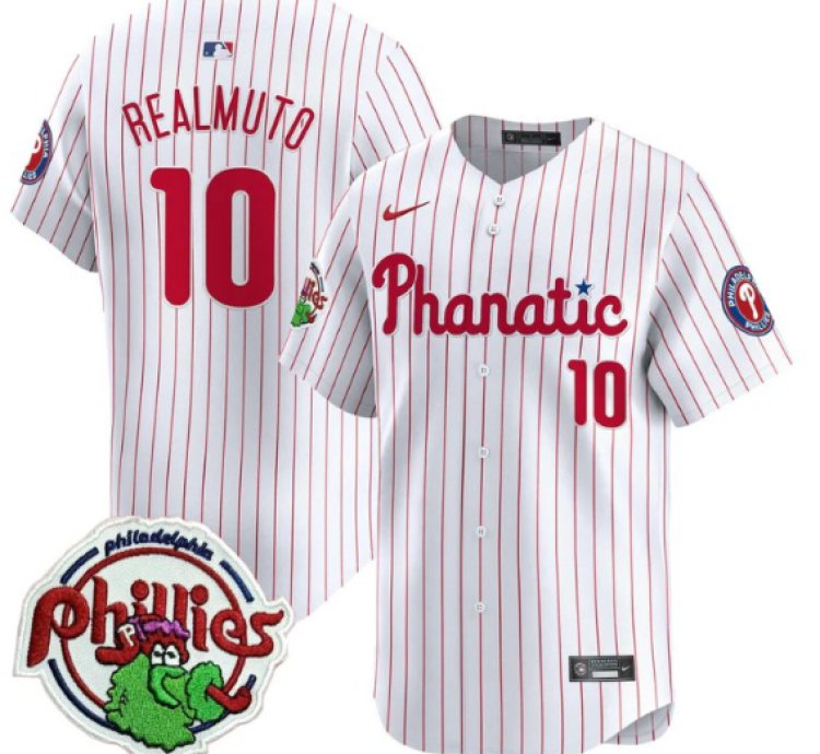 Jtrealmuto Jersey 10 Phillies Phanatic Patch Vapor Premier Limited Stitched White Pinstripe