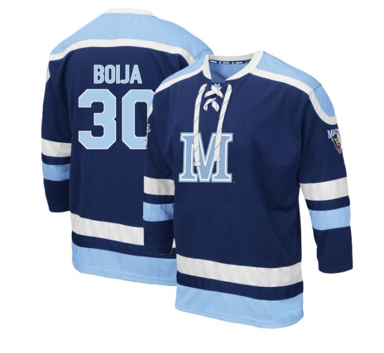 Maine Black Bears 30 Albin Boija Navy Blue Hockey Jersey