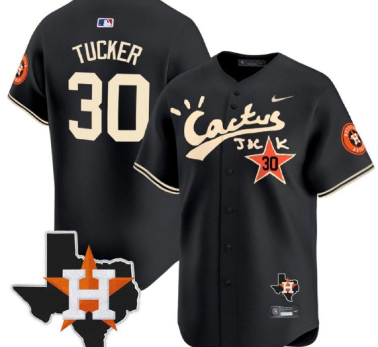 Kyle Tucker 30 Houston Astros Cactus Jack Houston Patch Limited Jersey Black