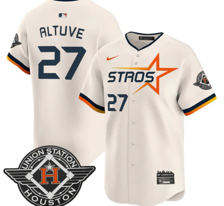 José Altuve Jersey 27 Houston Astros 2025 City Connect Vapor Premier Limited Stitched Cream