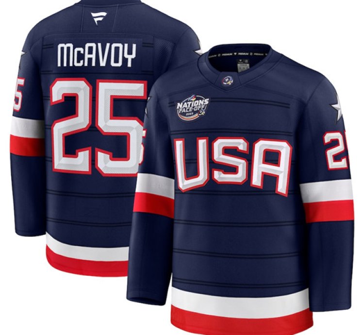 Mens Charlie Mcavoy Jersey 25 Usa Navy 2025 4 Nations Face-off All Stitched