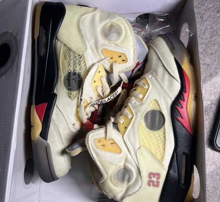 Off-white Air Jordan 5 Sp Sail Fire Red Vnds