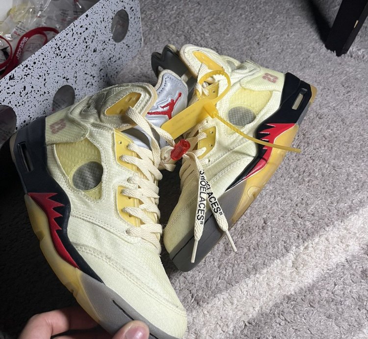 Off-white Air Jordan 5 Sp Sail Fire Red Vnds