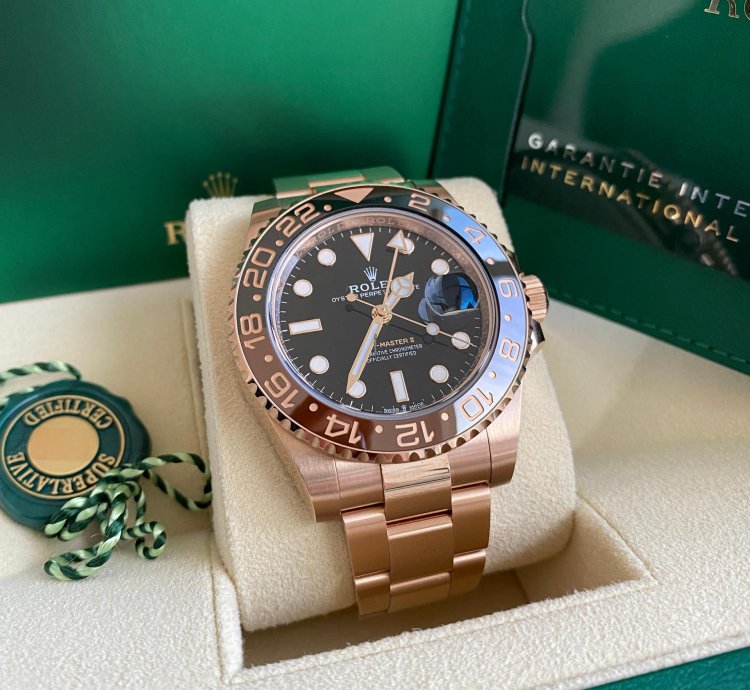 Rolex Gmt-master Ii New 2023 Rose Gold Rootbeer 126715chnr Black Brown Ceramic Bezel