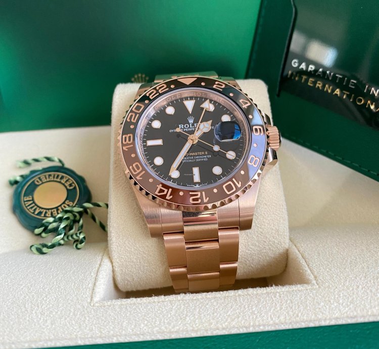 Rolex Gmt-master Ii New 2023 Rose Gold Rootbeer 126715chnr Black Brown Ceramic Bezel