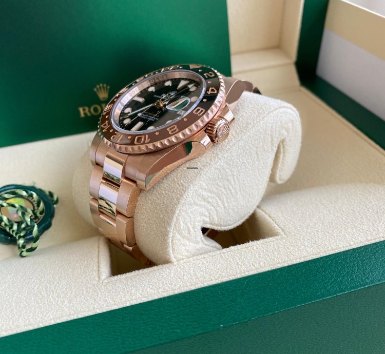 Rolex Gmt-master Ii New 2023 Rose Gold Rootbeer 126715chnr Black Brown Ceramic Bezel