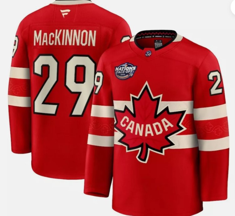 Mens Nathan Mackinnon Jersey 29 Red 2025 4 Nations Face-off Stitched