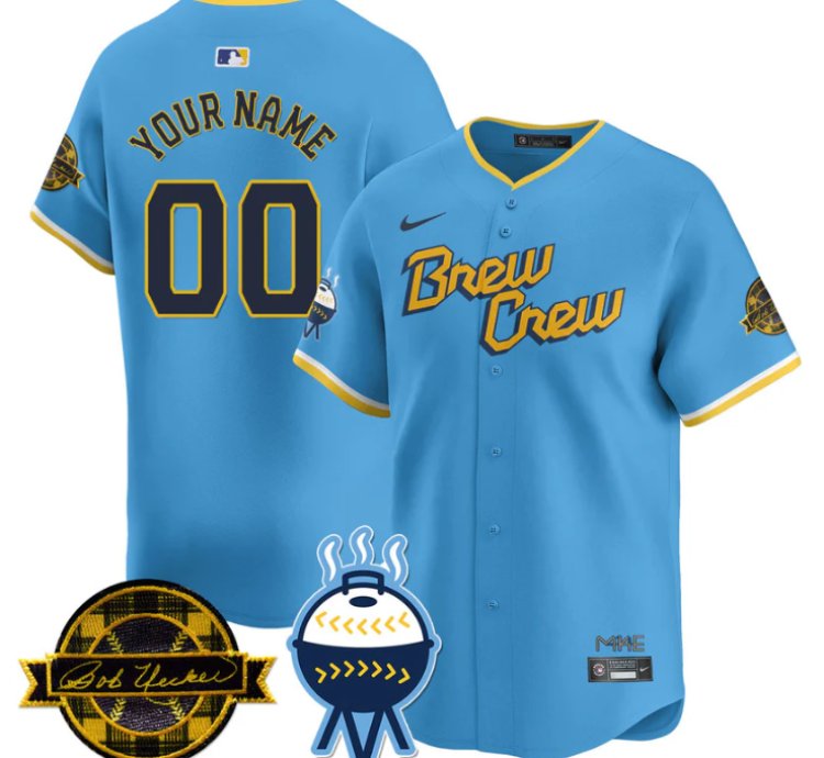 Custom Milwaukee Brewers Jersey Name Number 2025 Limited Bob Uecker Patch Stitched City Connect