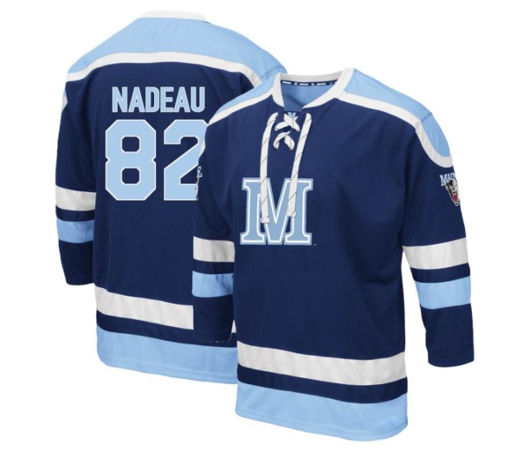 Maine Black Bears 82 Bradly Nadeau Navy Blue Hockey Jersey