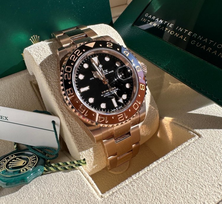 Rolex Gmt-master Ii New 2024 Rootbeer Rose Gold Black Dial Brown Bezel Oyster Bracelet