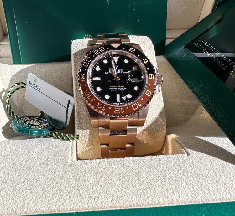 Rolex Gmt-master Ii New 2024 Rootbeer Rose Gold Black Dial Brown Bezel Oyster Bracelet