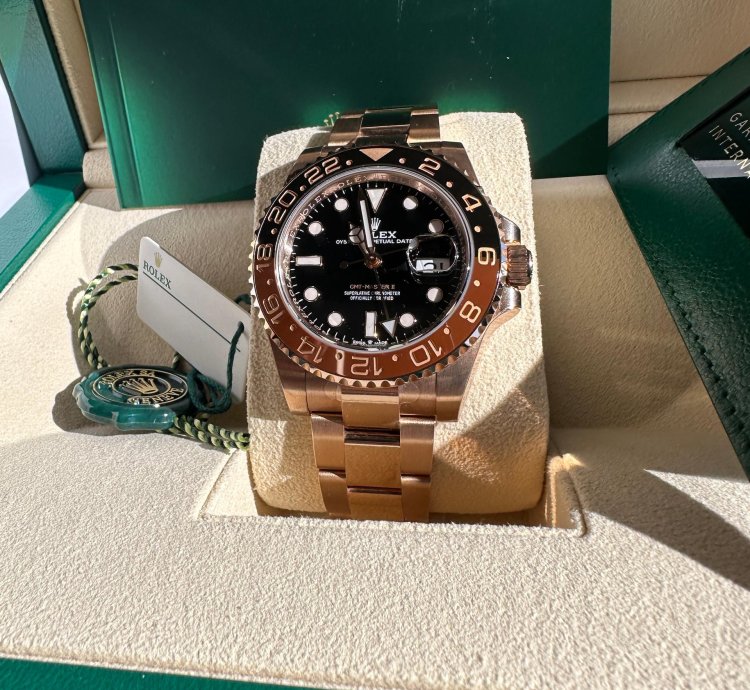 Rolex Gmt-master Ii New 2024 Rootbeer Rose Gold Black Dial Brown Bezel Oyster Bracelet