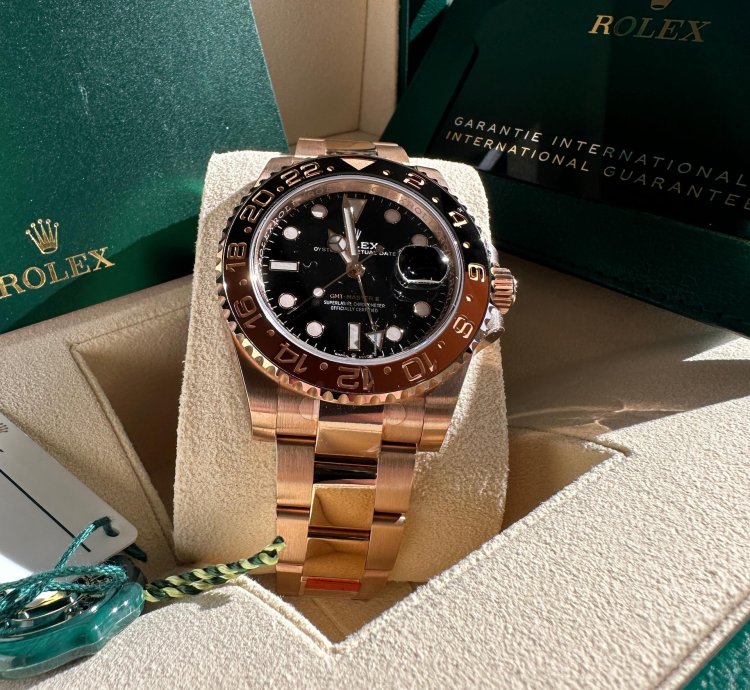 Rolex Gmt-master Ii New 2024 Rootbeer Rose Gold Black Dial Brown Bezel Oyster Bracelet