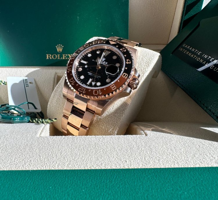 Rolex Gmt-master Ii New 2024 Rootbeer Rose Gold Black Dial Brown Bezel Oyster Bracelet