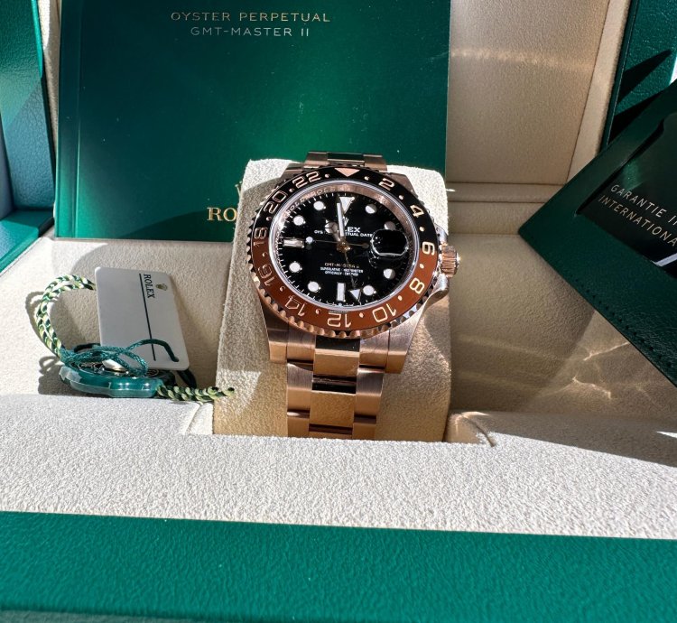Rolex Gmt-master Ii New 2024 Rootbeer Rose Gold Black Dial Brown Bezel Oyster Bracelet