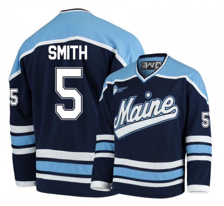 Maine Black Bears 5 Ryan Smith Navy Blue Hockey Jersey