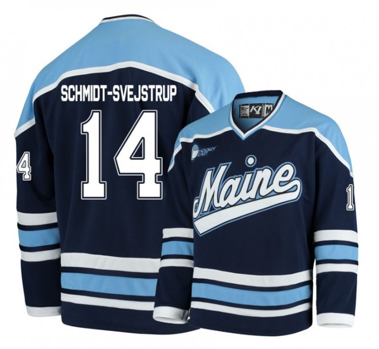 Maine Black Bears 14 Jacob Schmidt-svejstrup Navy Blue Hockey Jersey