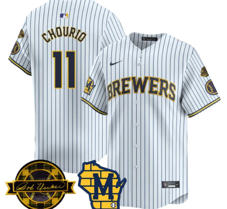 Jackson Chourio Jersey 11 Milwaukee Brewers 2025 Limited Bob Uecker Patch Stitched White