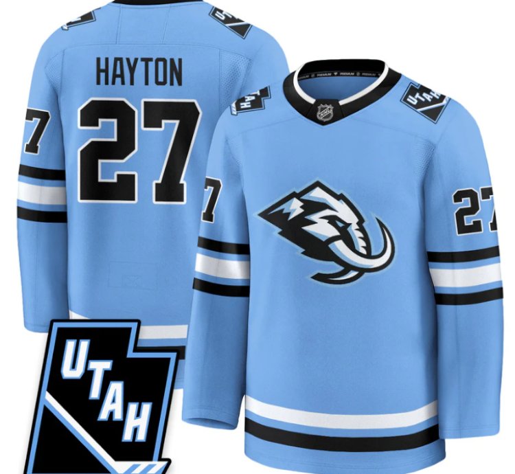 Barrett Hayton Jersey 27 Utah Hockey Mammoth 2025 Limited All Stitched Blue