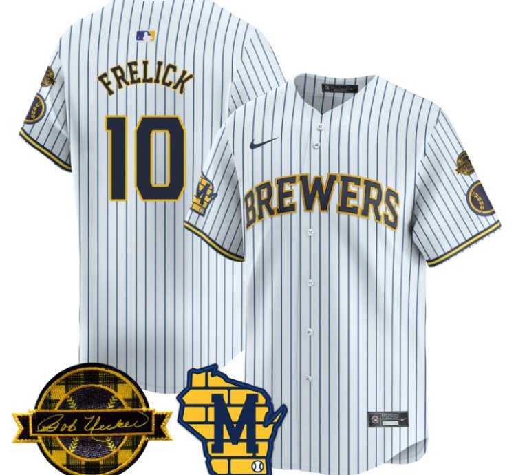Sal Frelick Jersey 10 Milwaukee Brewers 2025 Limited Bob Uecker Patch Stitched White
