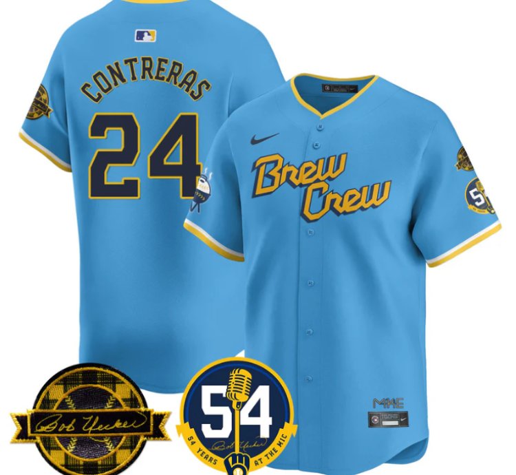 William Contreras Jersey 24 Milwaukee Brewers 2025 Bob Uecker 54 Seasons For Brewers Stitched City Connect