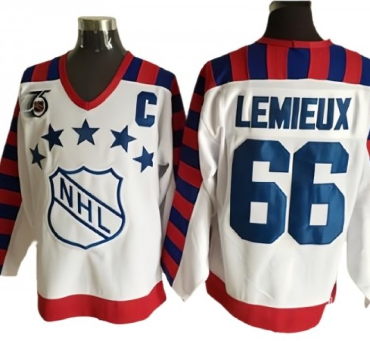Nhl 1992 All Star Game 66 Mario Lemieux Vintage Ccm Jersey - White