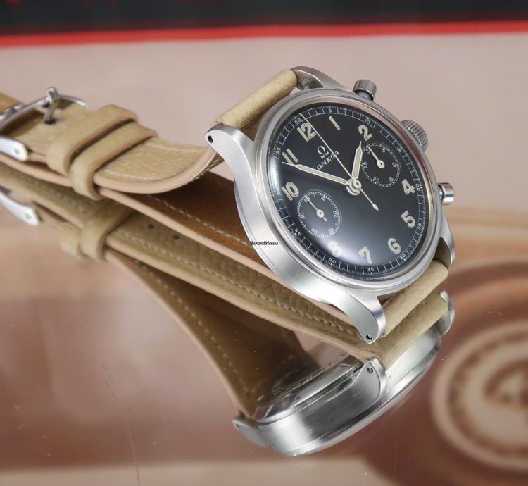 Omega 33 3 Chronograph Rare Early Model Waterproof Black Military Dial 321