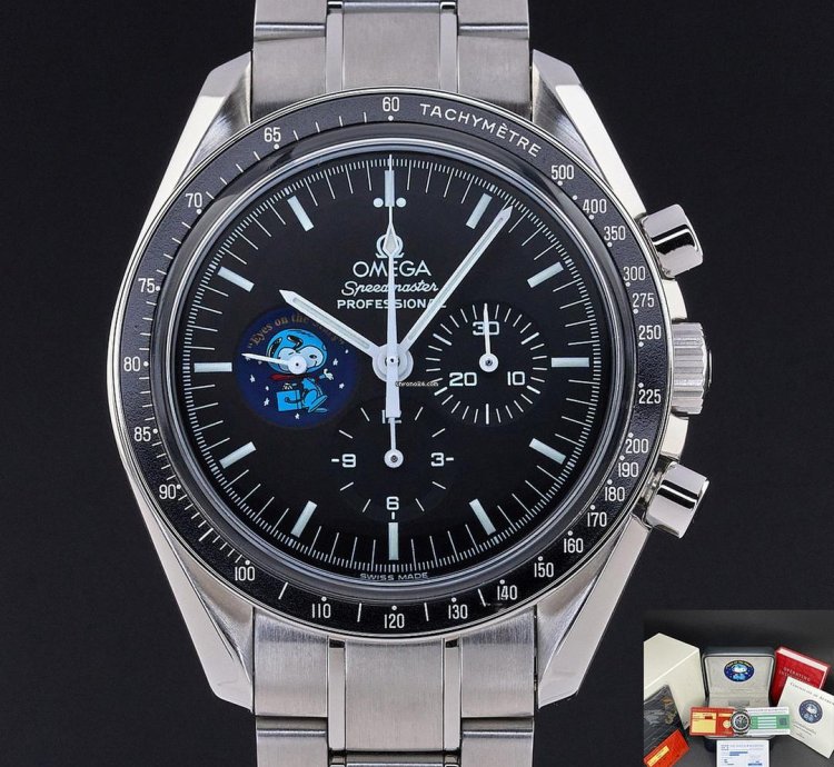 Omega 42mm 2000 1y Warranty Fullset Ref 3578 51 00 Snoopy Moonwatch Steel Black Dial Serviced